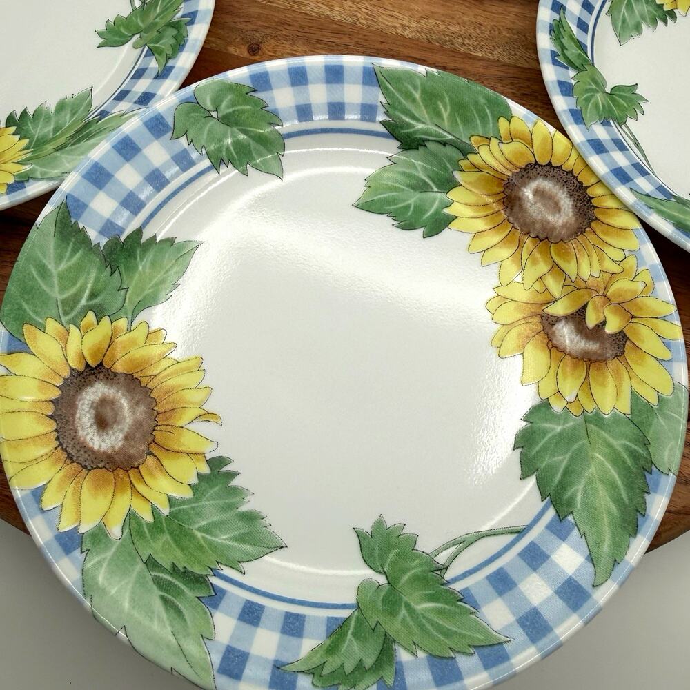 4 Corelle Sunsations 7¼" Salad Bread Plates Sunflowers